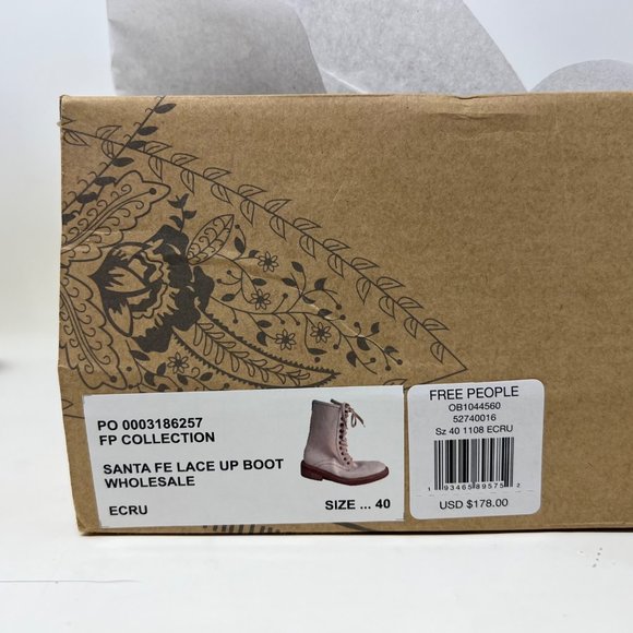 Free People Santa Fe Leather Lace-Up Boot in Cream Ecru EUR 40 USA 9.5 (Women's) - Picture 8 of 9